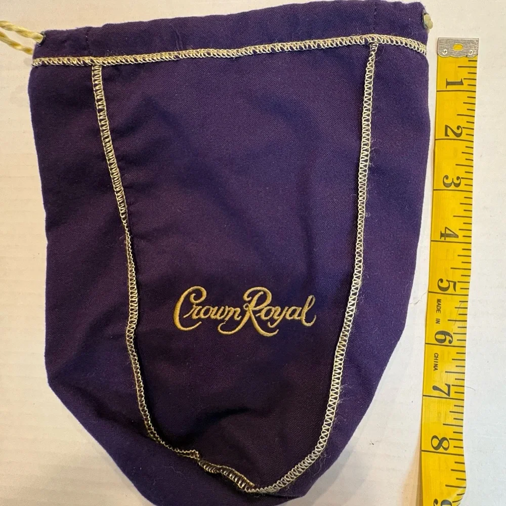 Crown Royal Purple Velvet Drawstring Bag with Gold Stitching